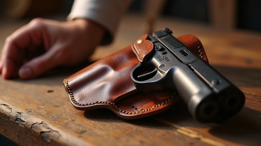 break in leather holster